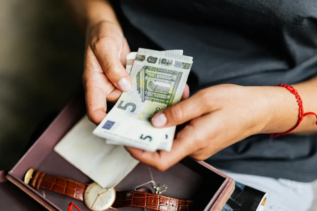 Hands of a person holding cash bills