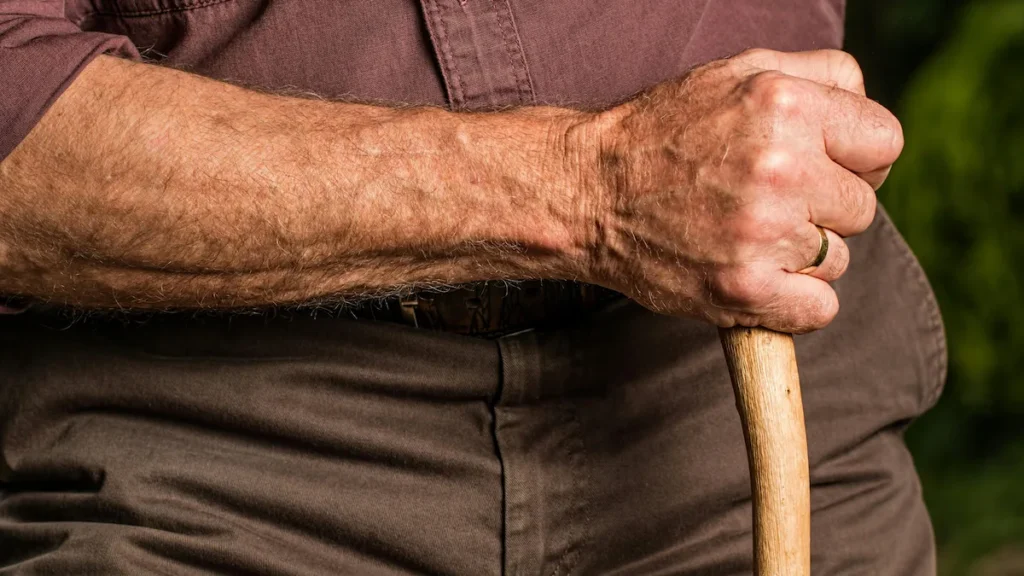 Person holding cane